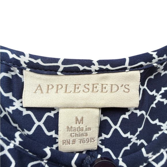 Blouse Appleseeds Womens Navy Blue Long Sleeve Blouse Sz Medium Office Business - Picture 4 of 7